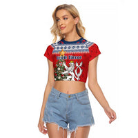 Czech Republic Christmas Personalized Raglan Cropped T Shirt Vesele Vanoce - Wonder Print Shop