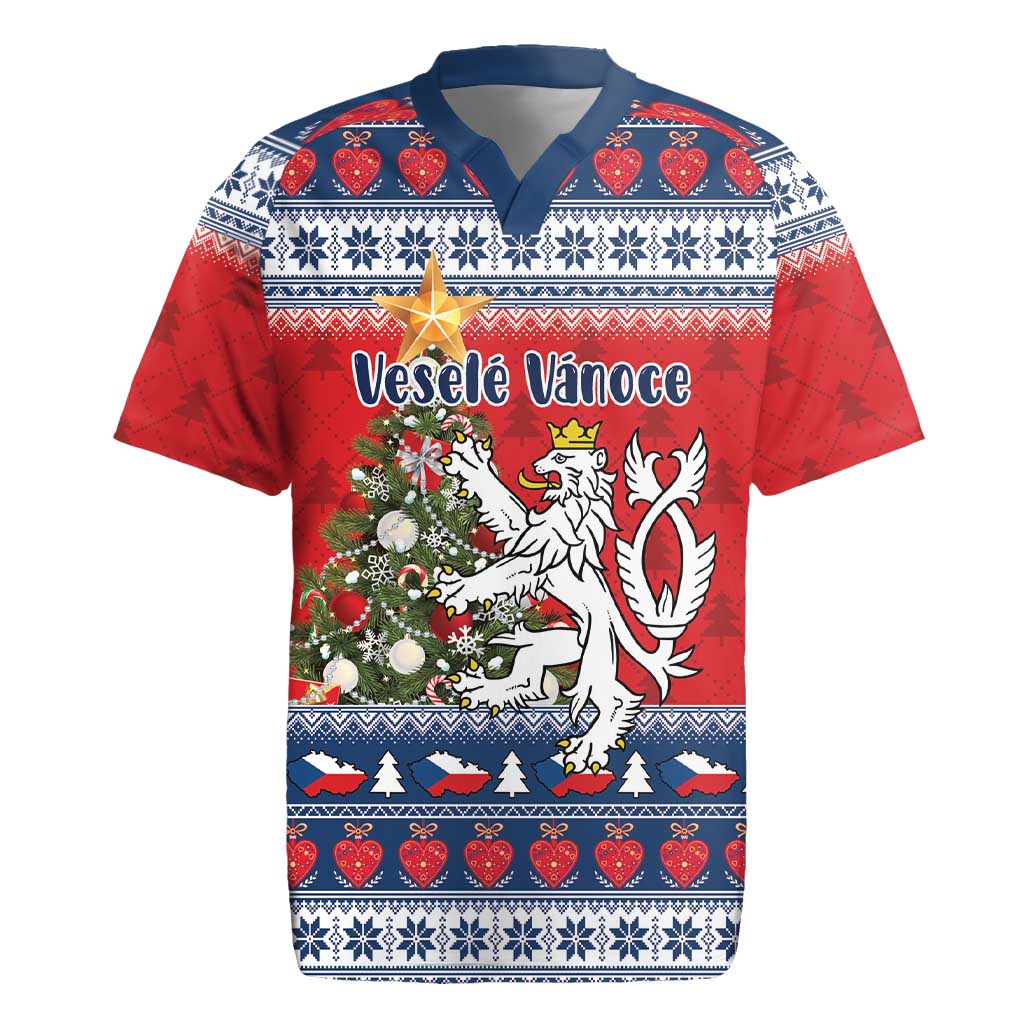 Czech Republic Christmas Personalized Rugby Jersey Vesele Vanoce - Wonder Print Shop