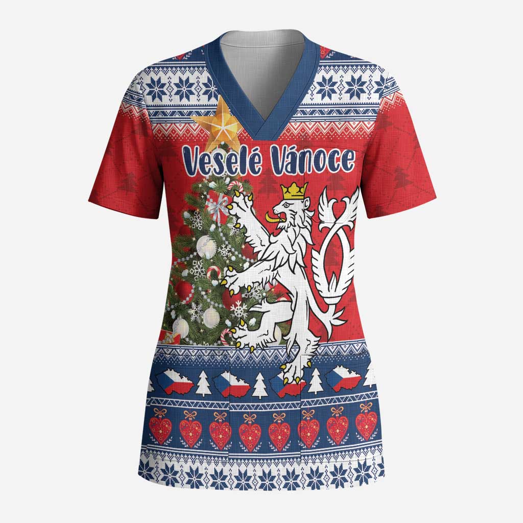 Czech Republic Christmas Personalized Scrub Top Vesele Vanoce - Wonder Print Shop