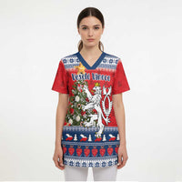 Czech Republic Christmas Personalized Scrub Top Vesele Vanoce - Wonder Print Shop