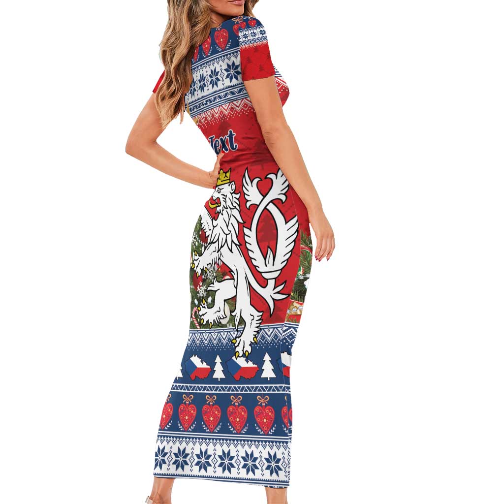 Czech Republic Christmas Personalized Short Sleeve Bodycon Dress Vesele Vanoce - Wonder Print Shop