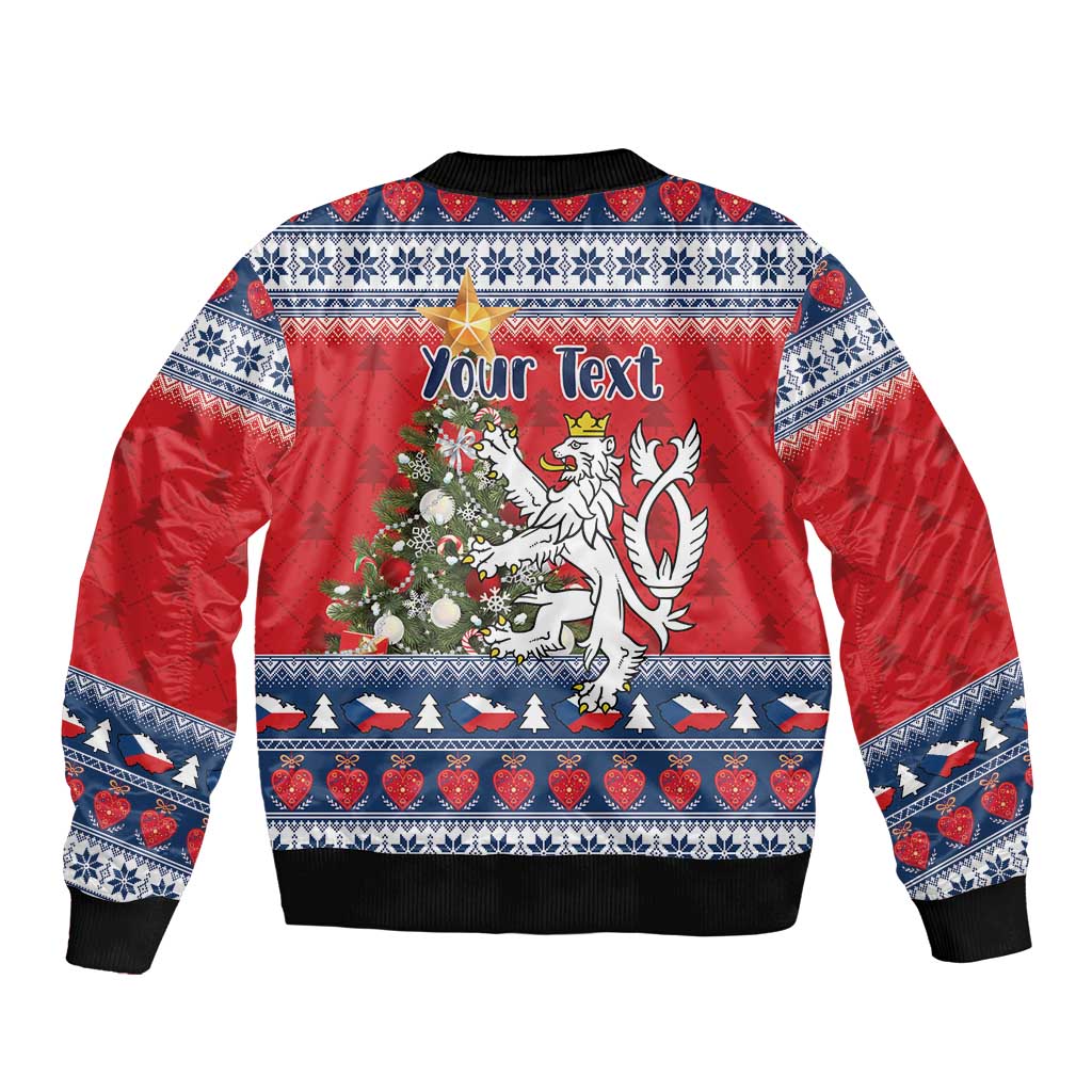 Czech Republic Christmas Personalized Sleeve Zip Bomber Jacket Vesele Vanoce - Wonder Print Shop