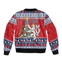 Czech Republic Christmas Personalized Sleeve Zip Bomber Jacket Vesele Vanoce - Wonder Print Shop