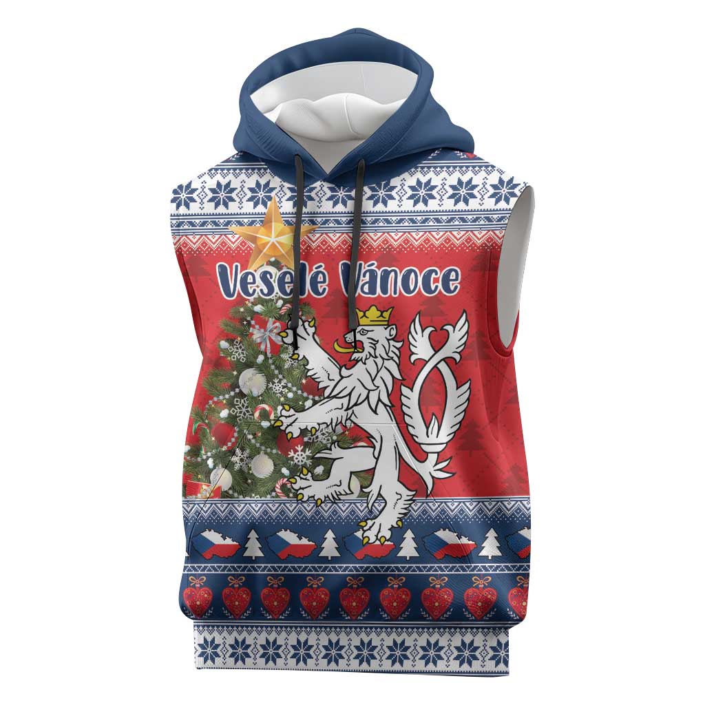 Czech Republic Christmas Personalized Sleeveless Hoodie Vesele Vanoce - Wonder Print Shop