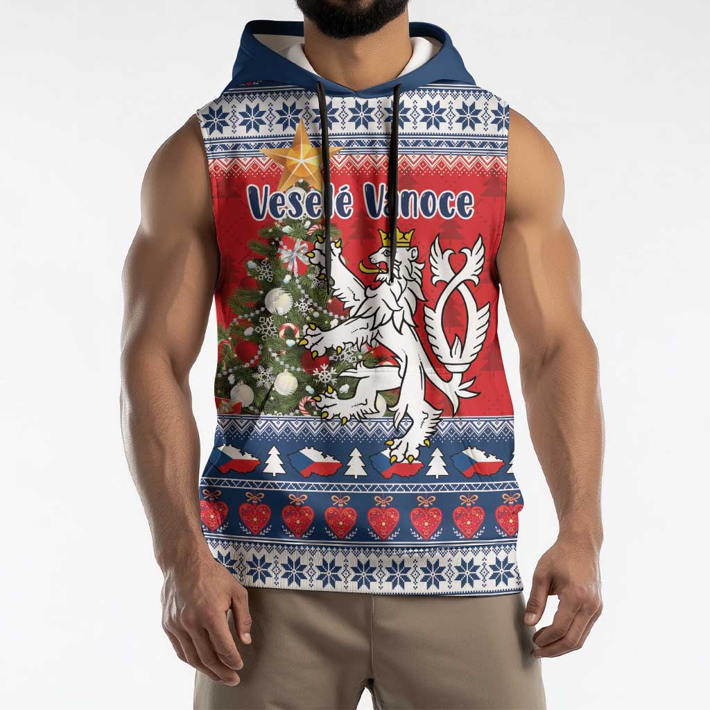 Czech Republic Christmas Personalized Sleeveless Hoodie Vesele Vanoce - Wonder Print Shop