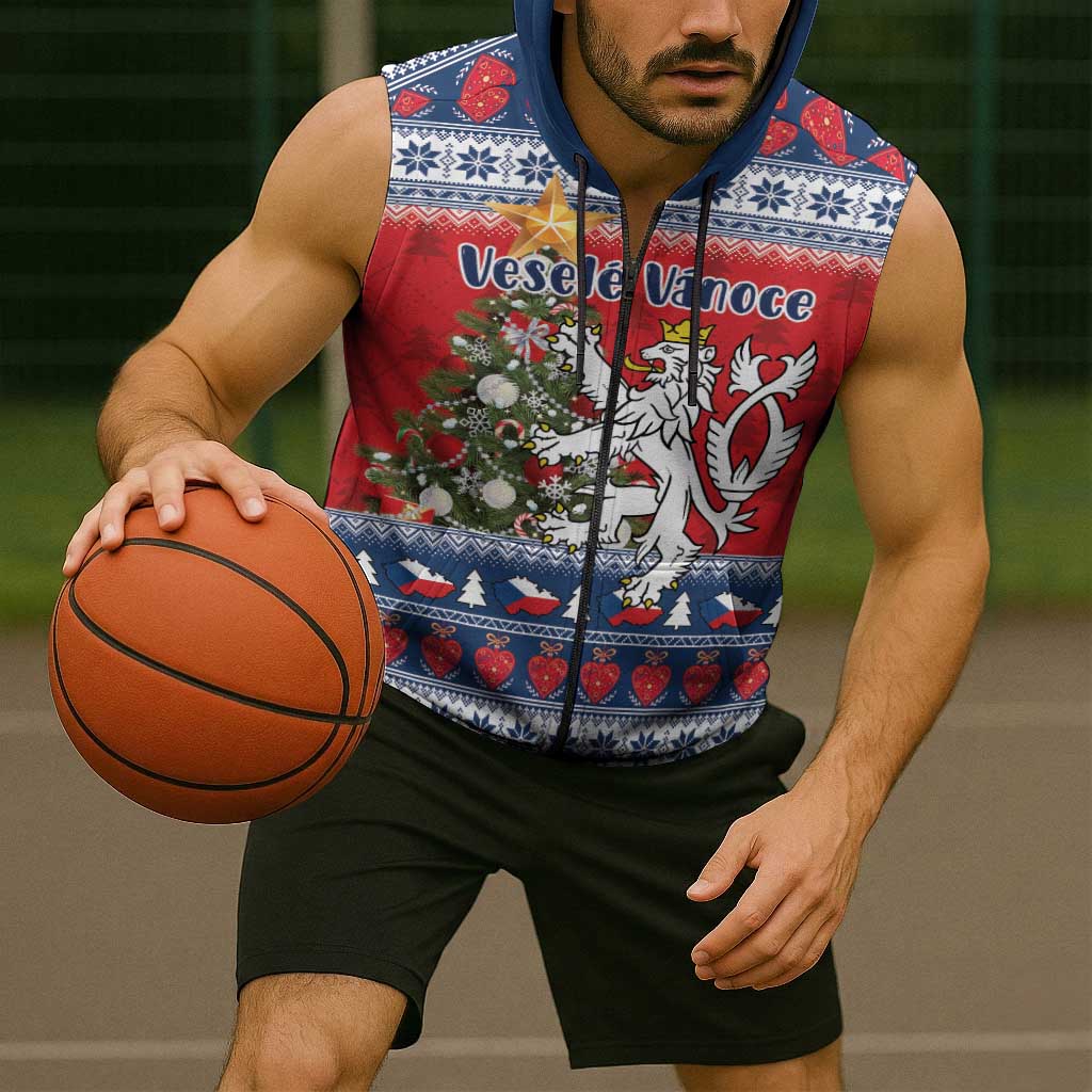 Czech Republic Christmas Personalized Sleeveless Zip Hoodie Vesele Vanoce - Wonder Print Shop
