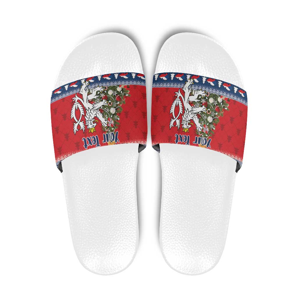 Czech Republic Christmas Personalized Slide Sandals Vesele Vanoce - Wonder Print Shop