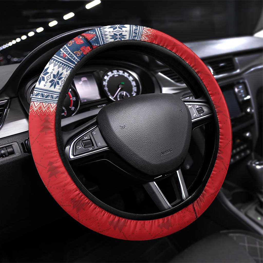 Czech Republic Christmas Steering Wheel Cover Vesele Vanoce - Wonder Print Shop