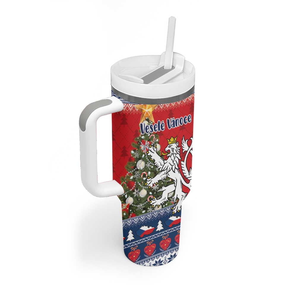 Czech Republic Christmas Personalized Tumbler With Handle Vesele Vanoce - Wonder Print Shop