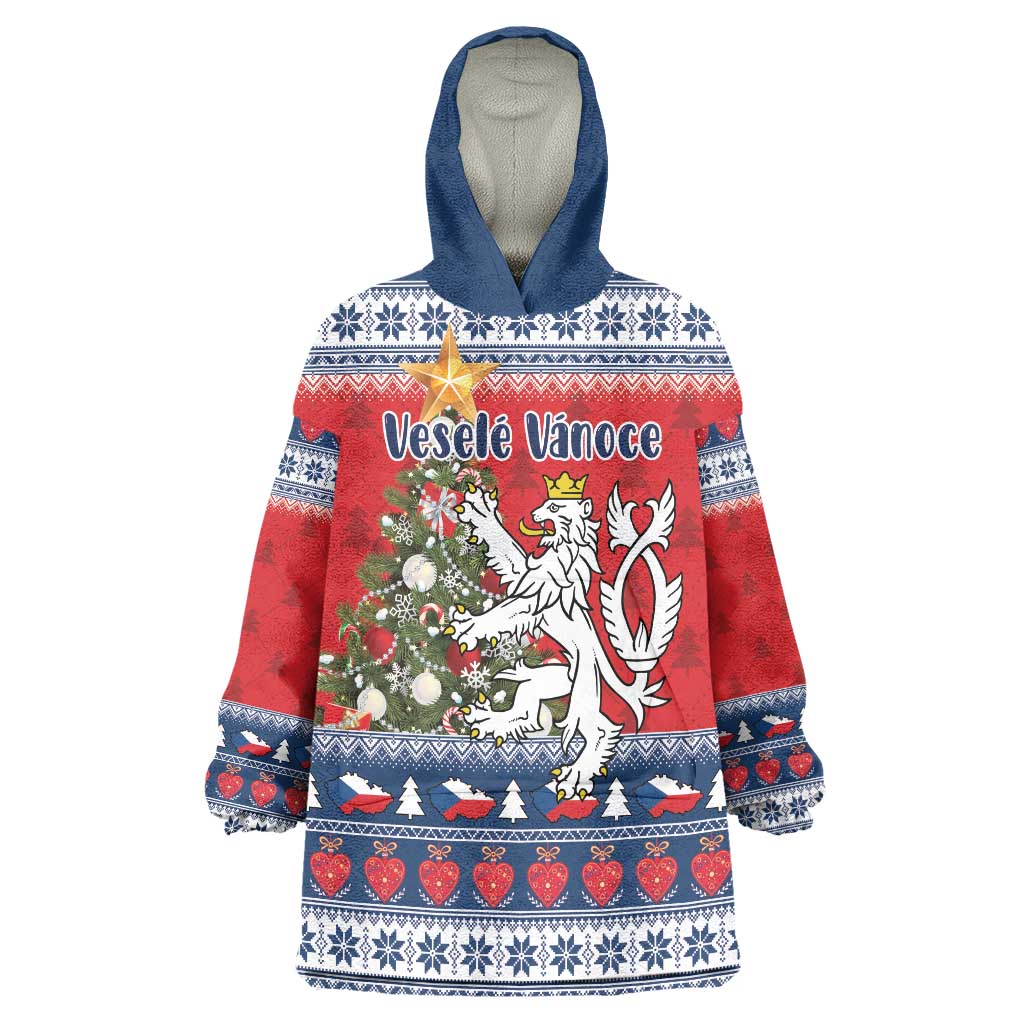 Czech Republic Christmas Personalized Wearable Blanket Hoodie Vesele Vanoce - Wonder Print Shop