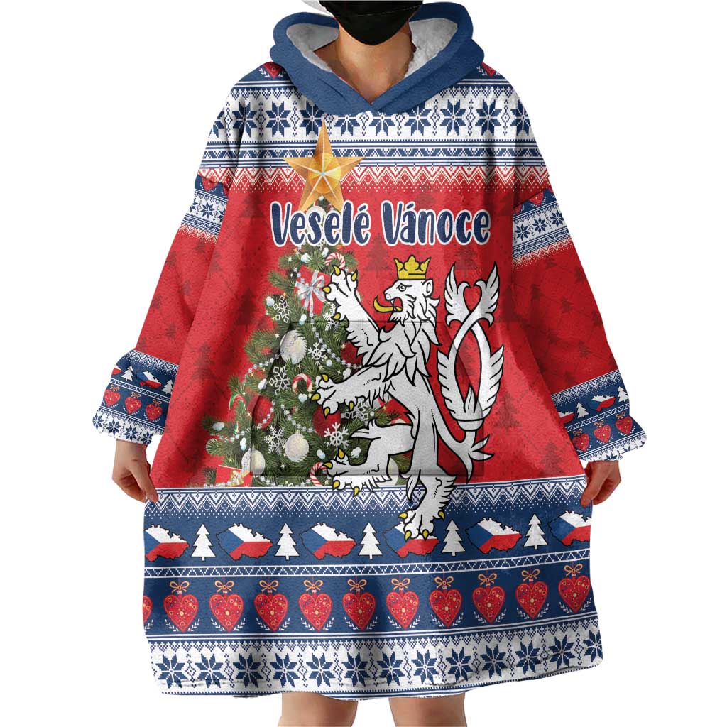 Czech Republic Christmas Personalized Wearable Blanket Hoodie Vesele Vanoce - Wonder Print Shop