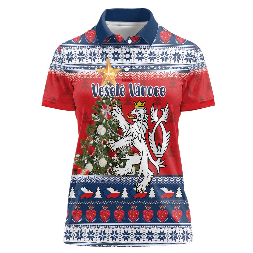 Czech Republic Christmas Personalized Women Polo Shirt Vesele Vanoce - Wonder Print Shop
