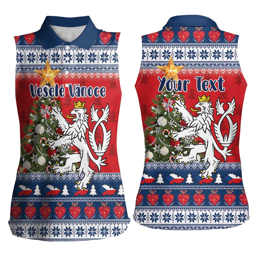 Czech Republic Christmas Personalized Women Sleeveless Polo Shirt Vesele Vanoce - Wonder Print Shop