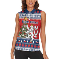 Czech Republic Christmas Personalized Women Sleeveless Polo Shirt Vesele Vanoce - Wonder Print Shop