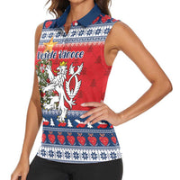 Czech Republic Christmas Personalized Women Sleeveless Polo Shirt Vesele Vanoce - Wonder Print Shop