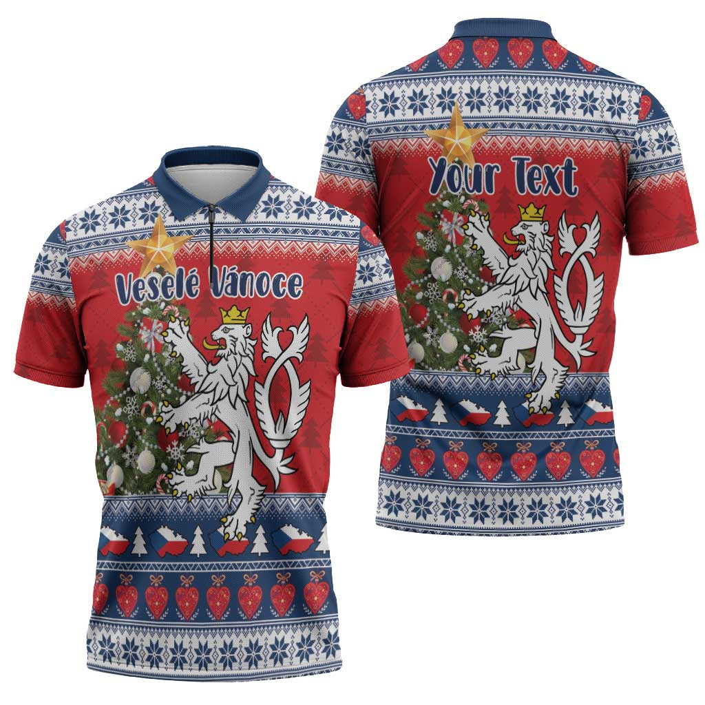 Czech Republic Christmas Personalized Zipper Polo Shirt Vesele Vanoce - Wonder Print Shop