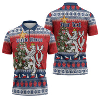 Czech Republic Christmas Personalized Zipper Polo Shirt Vesele Vanoce - Wonder Print Shop
