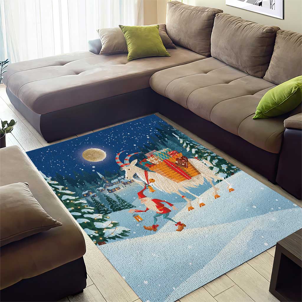 Sweden christmas Area Rug Scandinavian Tomte and Yule Goat Christmas - Wonder Print Shop