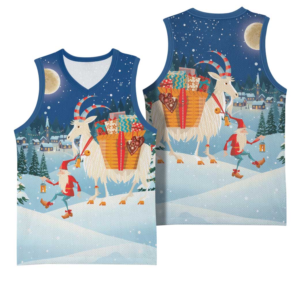 Sweden christmas Basketball Jersey Scandinavian Tomte and Yule Goat Christmas - Wonder Print Shop