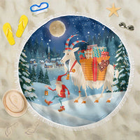 Sweden christmas Beach Blanket Scandinavian Tomte and Yule Goat Christmas - Wonder Print Shop