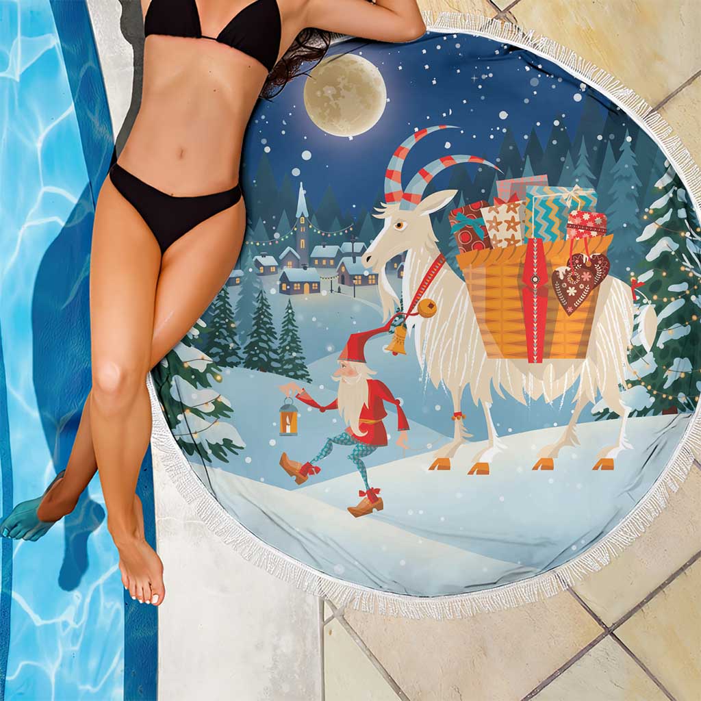 Sweden christmas Beach Blanket Scandinavian Tomte and Yule Goat Christmas - Wonder Print Shop