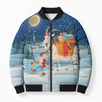 Sweden christmas Bomber Puffer Jacket Scandinavian Tomte and Yule Goat Christmas - Wonder Print Shop