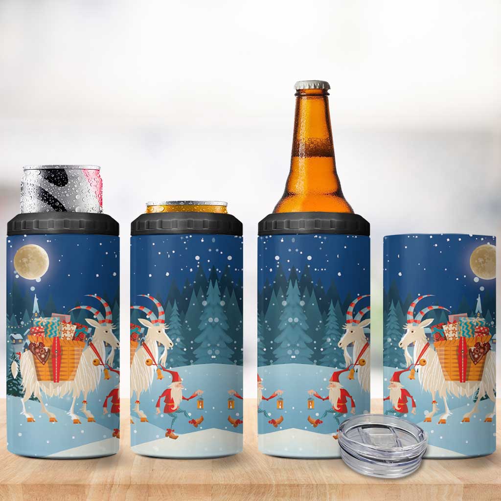 Sweden christmas 4 in 1 Can Cooler Tumbler Scandinavian Tomte and Yule Goat Christmas - Wonder Print Shop