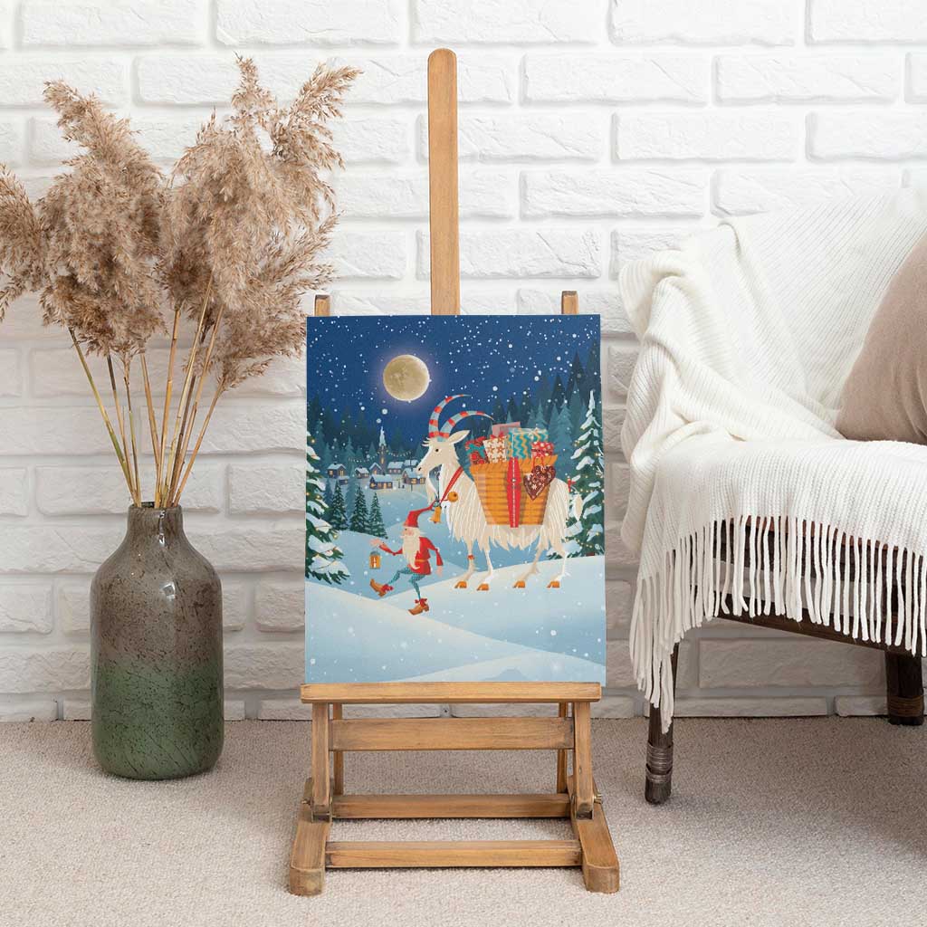 Sweden christmas Canvas Wall Art Scandinavian Tomte and Yule Goat Christmas - Wonder Print Shop
