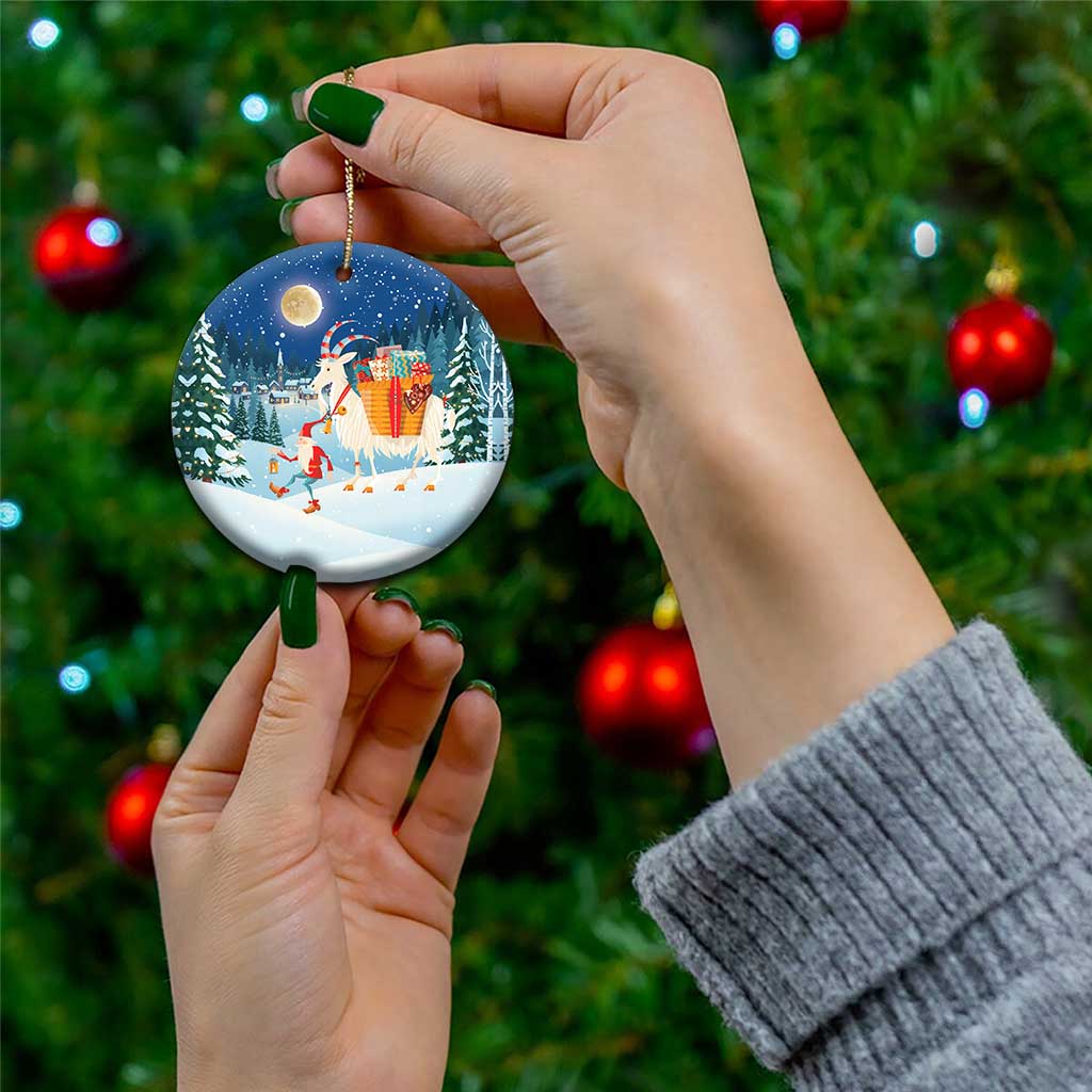 Sweden christmas Ceramic Ornament Scandinavian Tomte and Yule Goat Christmas - Wonder Print Shop