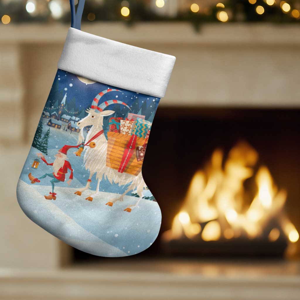 Sweden Christmas Stocking Scandinavian Tomte and Yule Goat Christmas - Wonder Print Shop