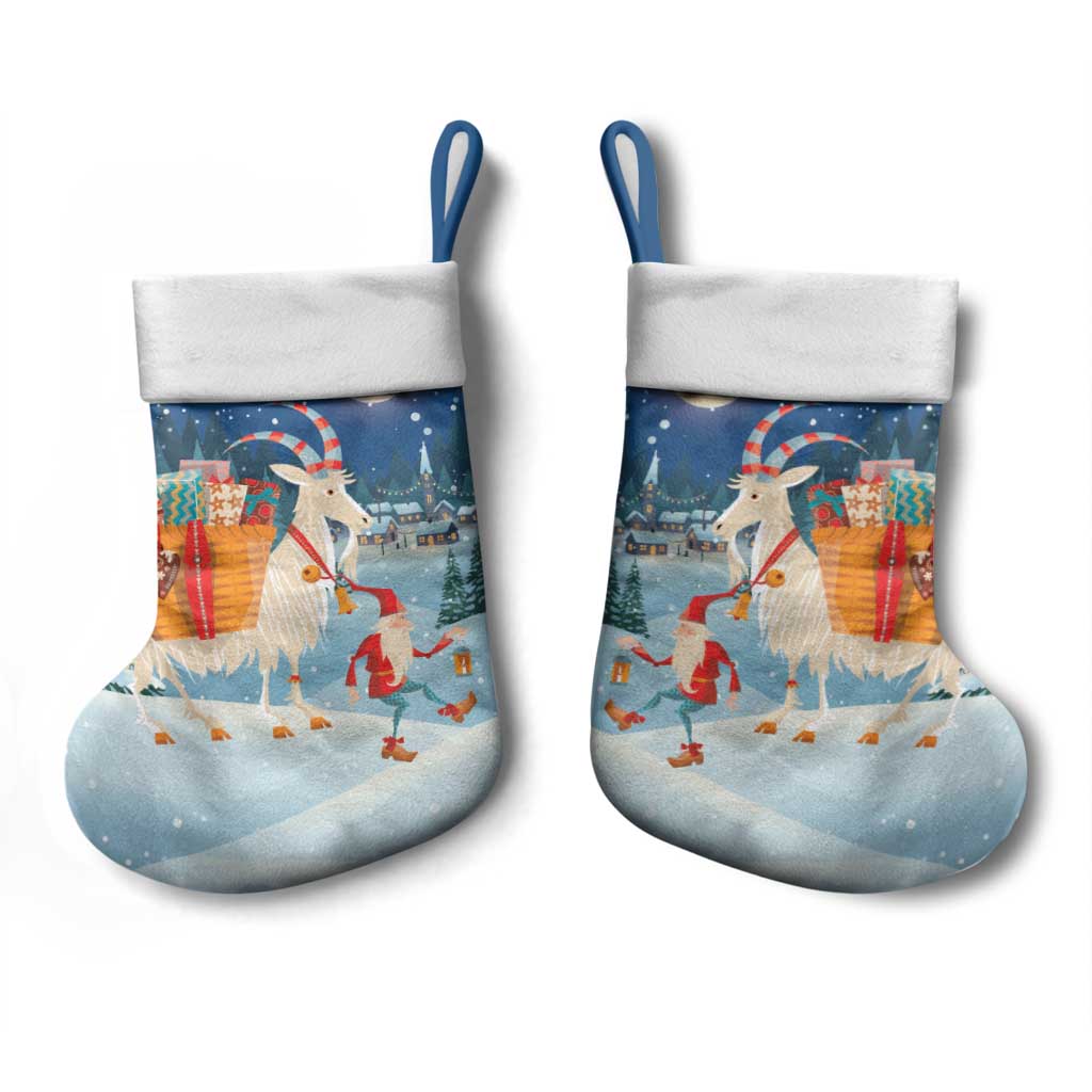Sweden Christmas Stocking Scandinavian Tomte and Yule Goat Christmas - Wonder Print Shop
