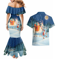 Sweden christmas Couples Matching Mermaid Dress and Hawaiian Shirt Scandinavian Tomte and Yule Goat Christmas - Wonder Print Shop