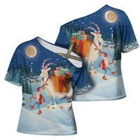 Sweden christmas Cross Shoulder Shirt Scandinavian Tomte and Yule Goat Christmas - Wonder Print Shop