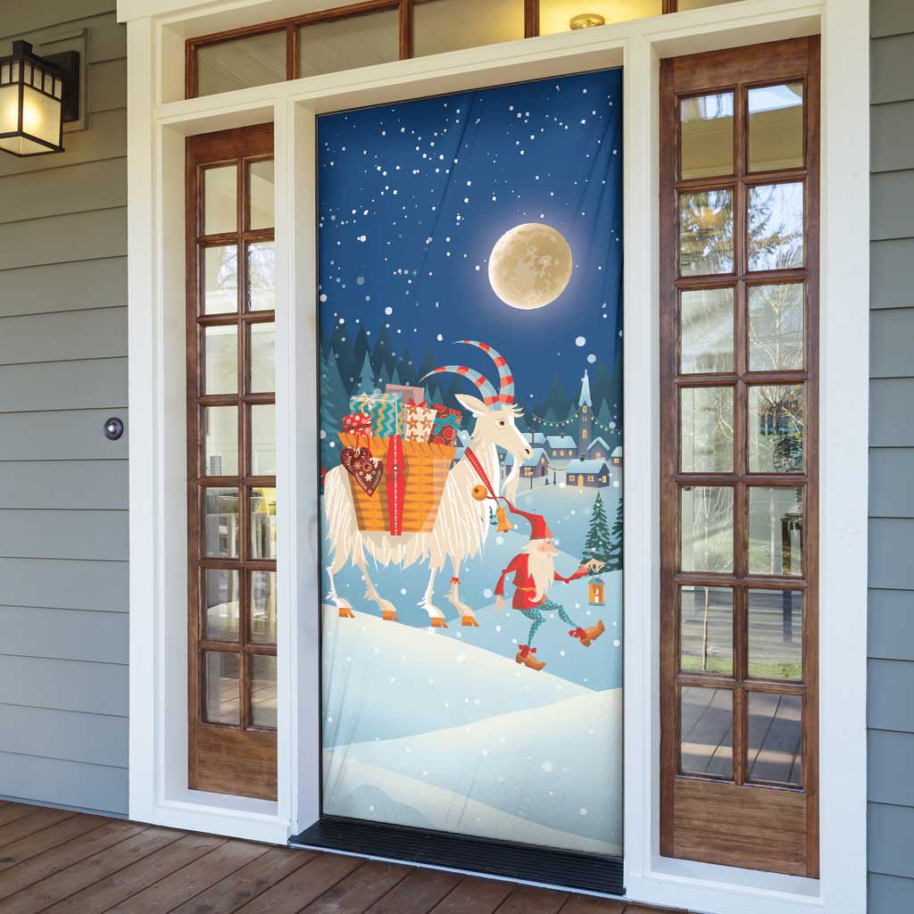 Sweden christmas Door Cover Scandinavian Tomte and Yule Goat Christmas - Wonder Print Shop