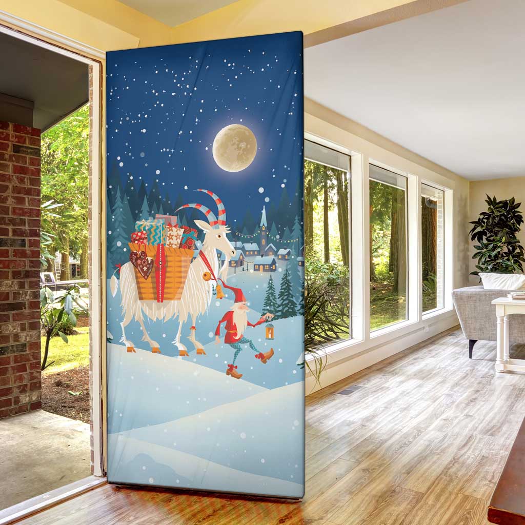 Sweden christmas Door Cover Scandinavian Tomte and Yule Goat Christmas - Wonder Print Shop