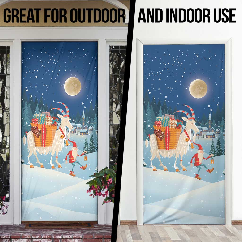 Sweden christmas Door Cover Scandinavian Tomte and Yule Goat Christmas - Wonder Print Shop