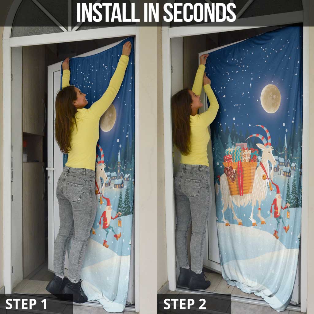 Sweden christmas Door Cover Scandinavian Tomte and Yule Goat Christmas - Wonder Print Shop