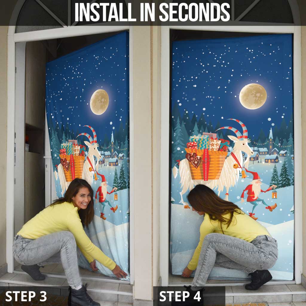 Sweden christmas Door Cover Scandinavian Tomte and Yule Goat Christmas - Wonder Print Shop