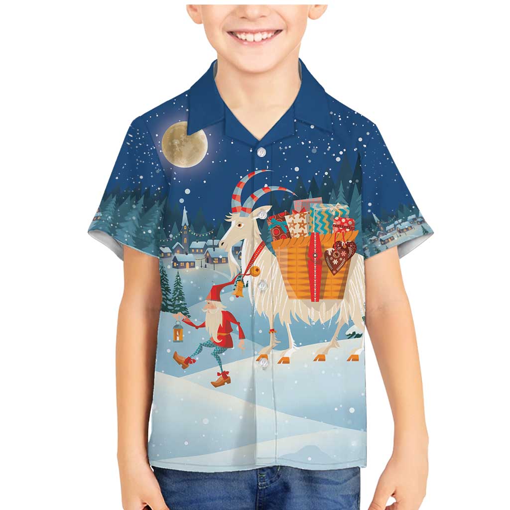 Sweden christmas Family Matching Mermaid Dress and Hawaiian Shirt Scandinavian Tomte and Yule Goat Christmas - Wonder Print Shop
