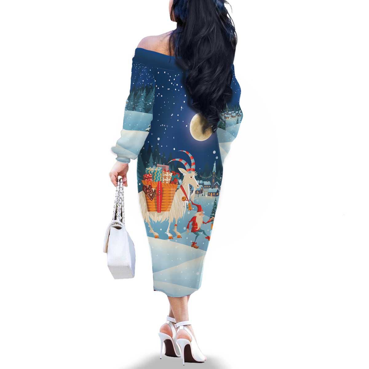 Sweden christmas Family Matching Off The Shoulder Long Sleeve Dress and Hawaiian Shirt Scandinavian Tomte and Yule Goat Christmas - Wonder Print Shop