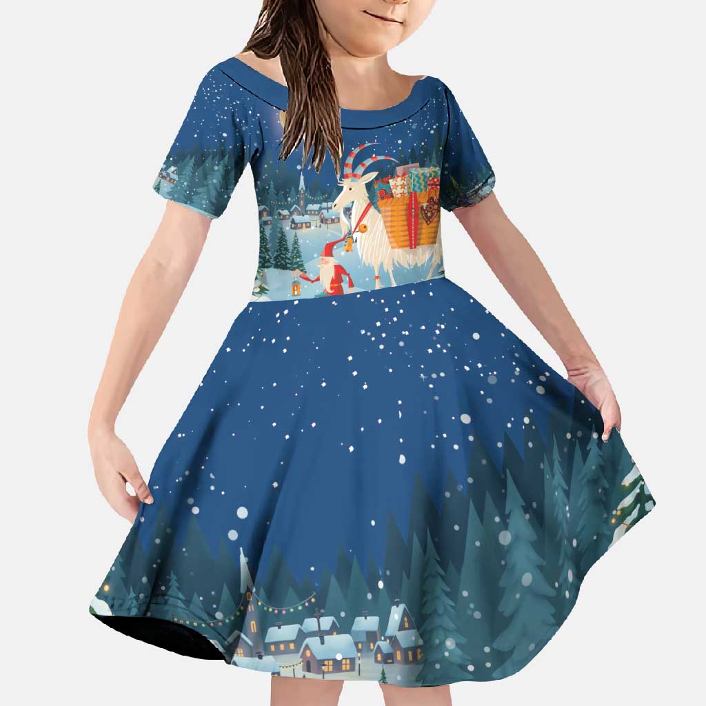 Sweden christmas Family Matching Off Shoulder Maxi Dress and Hawaiian Shirt Scandinavian Tomte and Yule Goat Christmas - Wonder Print Shop