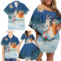Sweden christmas Family Matching Off Shoulder Short Dress and Hawaiian Shirt Scandinavian Tomte and Yule Goat Christmas - Wonder Print Shop