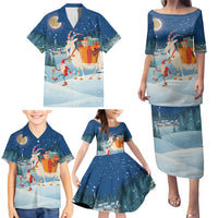 Sweden christmas Family Matching Puletasi and Hawaiian Shirt Scandinavian Tomte and Yule Goat Christmas - Wonder Print Shop