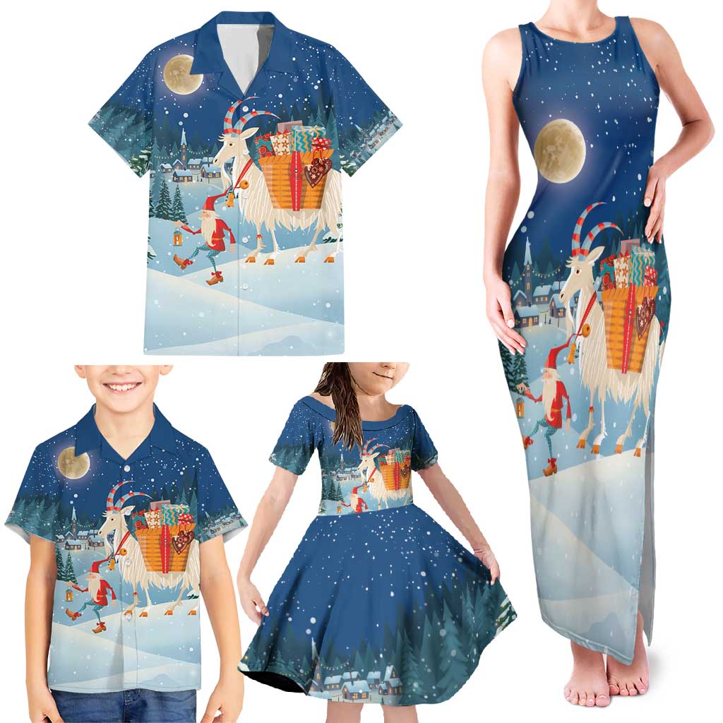 Sweden christmas Family Matching Tank Maxi Dress and Hawaiian Shirt Scandinavian Tomte and Yule Goat Christmas - Wonder Print Shop