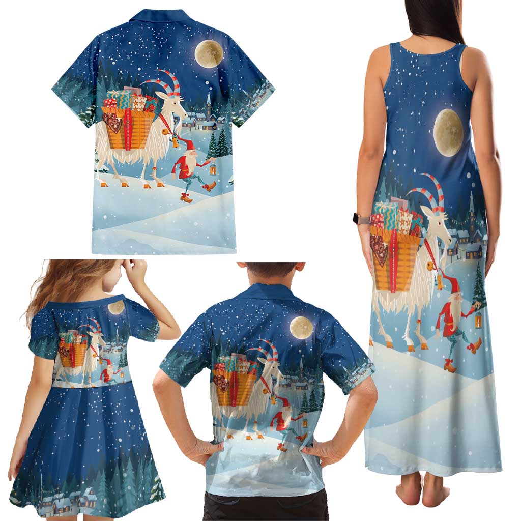 Sweden christmas Family Matching Tank Maxi Dress and Hawaiian Shirt Scandinavian Tomte and Yule Goat Christmas - Wonder Print Shop
