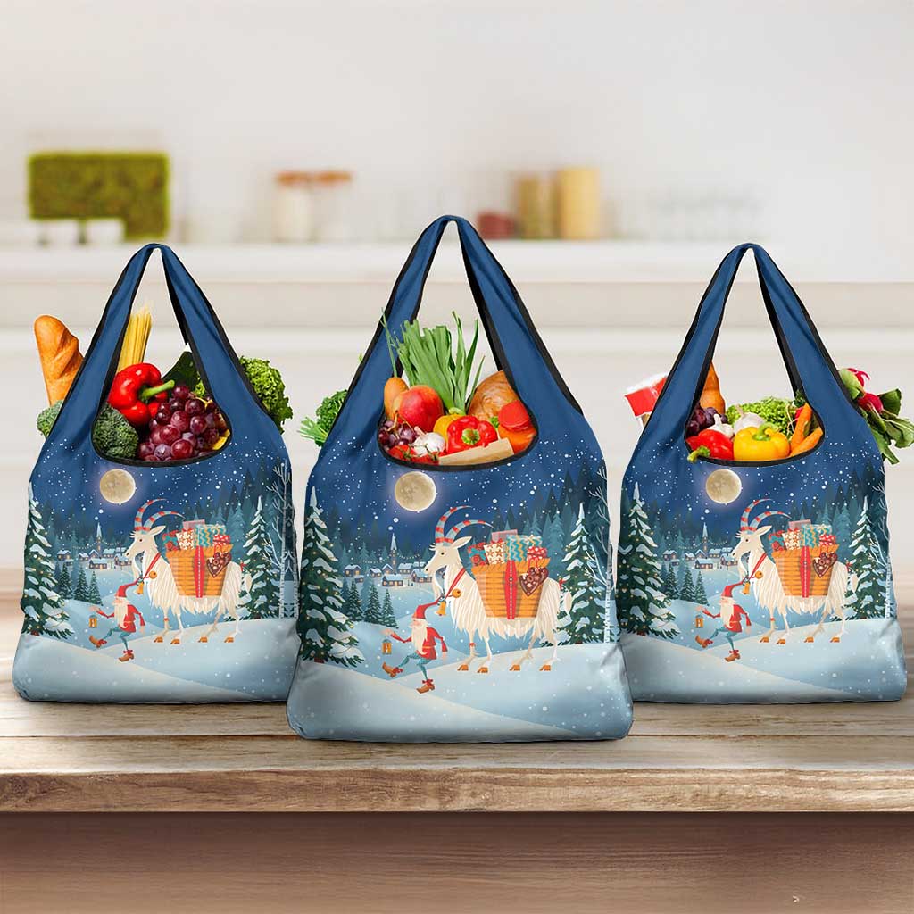 Sweden christmas Grocery Bag Scandinavian Tomte and Yule Goat Christmas - Wonder Print Shop
