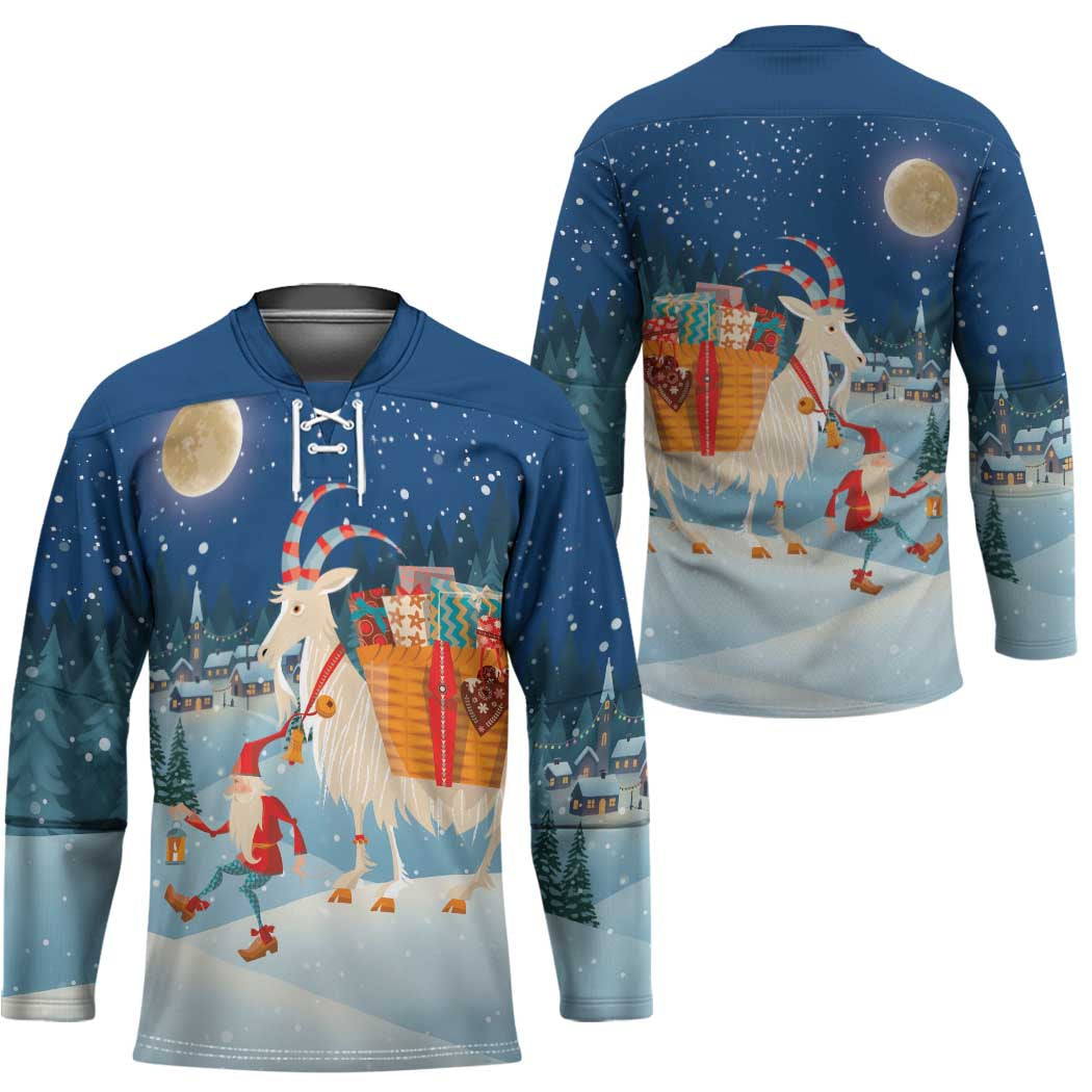 Sweden christmas Hockey Jersey Scandinavian Tomte and Yule Goat Christmas - Wonder Print Shop