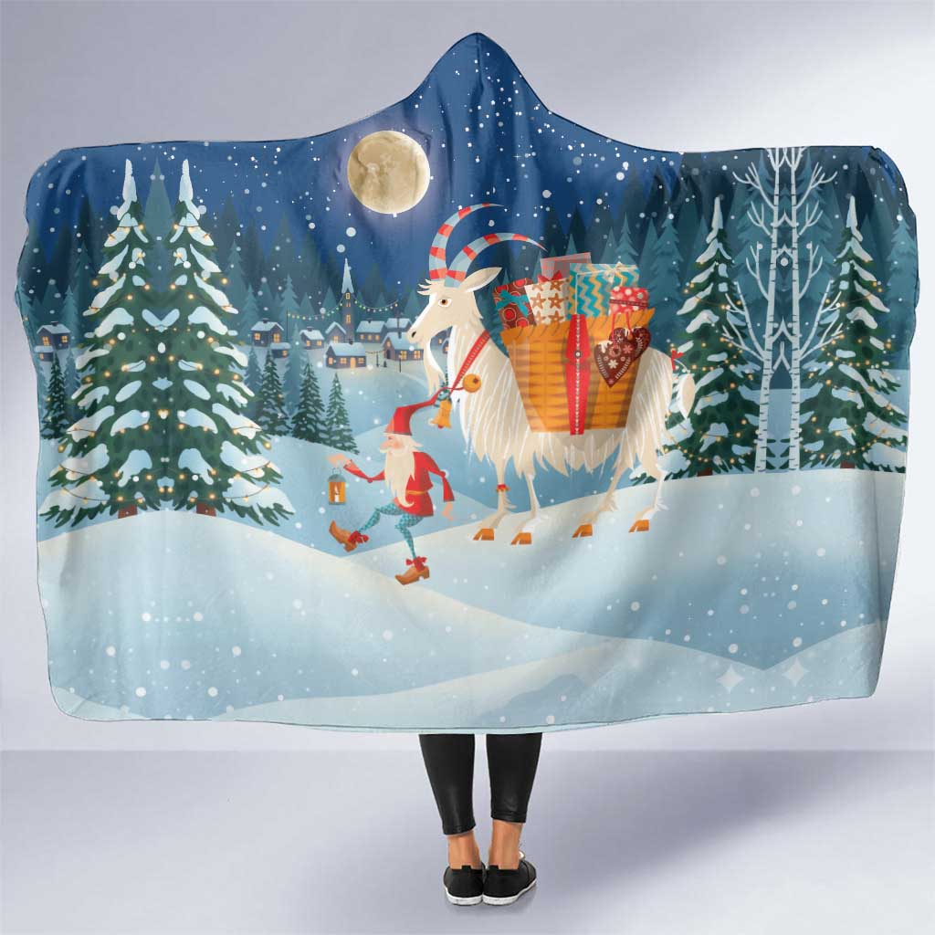 Sweden christmas Hooded Blanket Scandinavian Tomte and Yule Goat Christmas - Wonder Print Shop