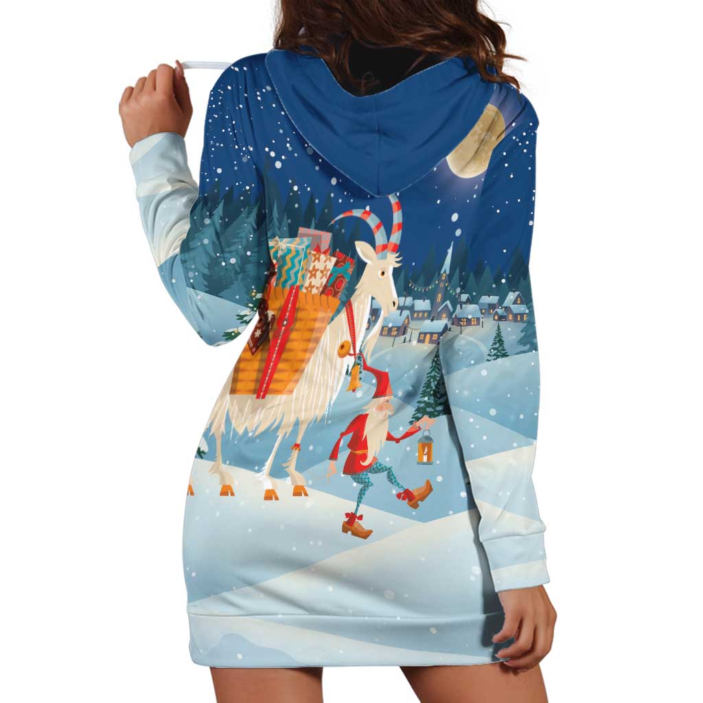 Sweden christmas Hoodie Dress Scandinavian Tomte and Yule Goat Christmas - Wonder Print Shop