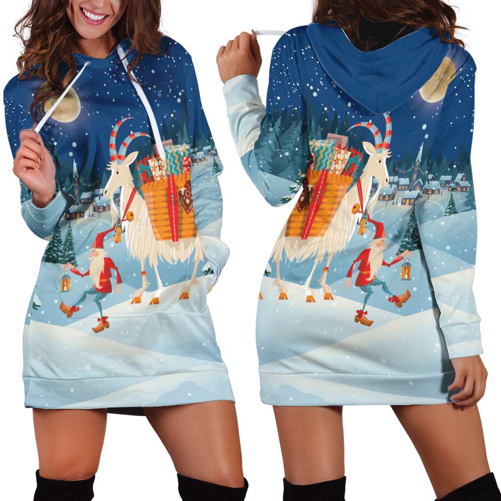 Sweden christmas Hoodie Dress Scandinavian Tomte and Yule Goat Christmas - Wonder Print Shop